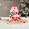 Christmas snowman gift bag with red star earflap hat and festive knitted scarf - Red White Transparent Window Snowman