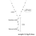 Zilveren roestvrijstalen Y-ketting met holle harten en zwarte natuurlijke stenen - Gouden Hart Gefacetteerde Agaat Y-ketting / 88+5cm