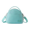 Mint blue insulated lunch bag with detachable strap and dual side mesh pockets - Blue