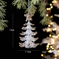 Transparent acrylic Christmas tree pendant with gold sequins, height 13cm for holiday decor - 3D Christmas Tree
