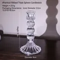 Vertical three-sphere ribbed glass candlestick holder for romantic dinner decor - Vertical Stripe Three Balls