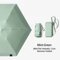 Mini mint green flat folding umbrella with matching 15cm hardshell carrying case - Pocket Case / 6 Ribs 6-Fold / Mint Green