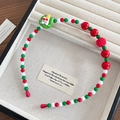 Cerchietto natalizio con perline fatto a mano con ciondolo a coniglio verde e bacche rosse - 3-Cerchietto Coniglio verde