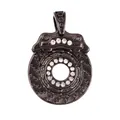 Gunmetal brake disc and caliper pendant with white zircons for DIY jewelry making - Purple-red L037431-3