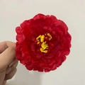Red peony hair clip with multilayer petals and yellow stamens, floral hair accessory - Red Round Petals - Artificial Flower Clip
