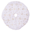 Jupe de sapin de Noël en peluche blanche ornée de sequins et étoiles dorées - Or Étoile à Cinq Branches