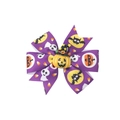 Halloween purple bow hair clip with spooky prints and a cute pumpkin resin center - 2# Purple Wizard Pumpkin