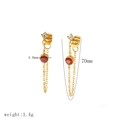 Boucles d'oreilles pampilles en acier doré 18k avec zircons rouges et clairs - Style Zirconia Rouge Doré (TE6909-RD)