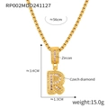 Gold letter R pendant necklace with zircon stones and stainless steel box chain - Letter R Necklace