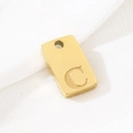 Golden rectangular stainless steel pendant featuring engraved letter C on a fabric background - Letter C(KLJ9809-Z) / Gold
