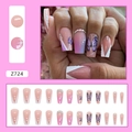 Faux ongles ballerine dégradé rose et violet avec papillons et strass brillants - Z724 Ballet Papillon [Modèle à Colle]