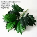 Artificial 9-head iron tree plant 40cm height for indoor home decor greenery - 9-Prong Cycad Leaf