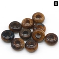 Brown tiger eye agate donut beads with natural stone texture for DIY jewelry making - Tiger's Eye / 5x10mm