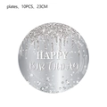 Silberne Diamant Geburtstagsteller 10er Set 23cm mit Happy Birthday Glitzer-Design - 23CM / Silber - 9 Zoll Teller (10 STK)