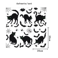 Set of 6 Halloween wall stickers with black cat, bat and spider patterns, 20x30cm size - Green Eyed Cat Bat Style(CT24Y10410T_T) / 20cm x 30cm