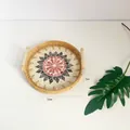 Handwoven rattan fruit tray 24cm with shell petal pattern and wooden handles - Heart Flower / Medium 24x3cm