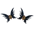 Gothic zwarte vlinder haarspeldjes met realistisch oogbol design voor Halloween - Vlinder oogbol haarspeld