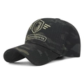 Berretto da baseball mimetico scuro con ricamo Fashion Sports e visiera curva - Mimetico Nero