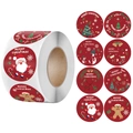 Rolle mit 8 verschiedenen roten Weihnachtssticker mit Weihnachtsmann und Text - Buchstabe A / 1 Zoll (25 mm)