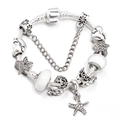 Elegant silver snake chain bracelet with celestial star and moon charms and safety chain - Starry Night Theme (L08)