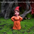 Female garden gnome figurine in red hat and orange dress for micro landscape decor - Standing Female Gnome