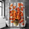Wasserdichter Duschvorhang mit orangefarbenem Mohnblumen-Ölgemälde-Design - 90x180cm / Orangerot