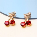 DIY jewelry charm featuring a pair of red cherries with gold leaf for bracelets - Style 21