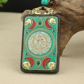 Lake Blue White Zambala Thangka Nepal Single Pendant