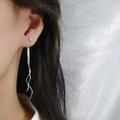 Star tassel drop earrings in silver with delicate wave chains and sparkling studs - Zircon Wave Tassel Ear Threader
