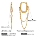 Dettaglio degli orecchini in zircone 18K con misure delle dimensioni del prodotto - Decorazione Catena Ovale (JDE0311182)