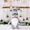 Grey Christmas gnome with snowflake knit hat and star detail in a standing pose - Gray