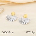 Two-tone fan shaped 18K gold and silver earrings with vintage pleated design and 11g weight - Style C Two-tone Pleated Fan Style (KE115696-GC)