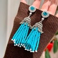 2601168 Turquoise Beaded Crystal Earrings (s925 Silver Needles)