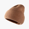 Classic dark brown ribbed knit beanie hat for winter outdoor warmth and comfort - Khaki