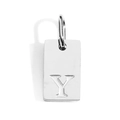 Silver stainless steel rectangular pendant featuring engraved letter Y for DIY jewelry - Steel Y / Corroded Lettering 10*6*1.5mm