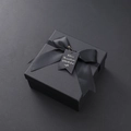 Elegant matte black square gift box featuring a matching satin ribbon and decorative tag - Gift Box / 14x9.8x6.3cm / Black