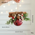 Rustic red Christmas bell ornament with natural pine cones, berries and cinnamon stick - Red Cinnamon Pine Branch Bell