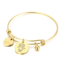 Bracciale regolabile in acciaio dorato con ciondolo a cuore Love e bimba - Bambina (KB153311-Z) / Oro