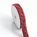 Rotolo di nastro in tweed rosso e bianco per regali di Natale e accessori per capelli - 1.5cm di Larghezza * 9m di Lunghezza / Borgogna