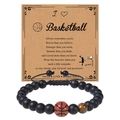 Basketball charm bracelet with tiger eye beads and matte stones on a gift card - Basketball Woven Style 1