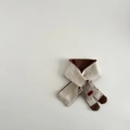 Detail of baby knit scarf with cute 3D reindeer decor and secure crossover design - Scarf / Beige