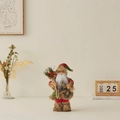 Handcrafted traditional standing Santa Claus figurine with fur coat and lantern decoration - Lantern Style / 30cm Height