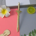 Golden sword-shaped novelty pen with ornate relief handle and hanging ring detail - Mitsubishi Sword - Gold / 0.5mm