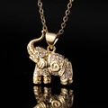 Exquisite gold elephant pendant necklace with clear cubic zirconia on black mirror - 03 White Zirconia Elephant Pendant Only (Without Chain)