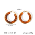 Détails macro des boucles d'oreilles créoles en résine ambre de 4,35 cm avec fermoir doré - 4cm Résine Rouge Motif Écaille Créoles
