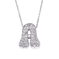 Detail shot of capital letter A pendant necklace with pavé cubic zirconia in silver plating - Letter A / Silver