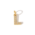 Close-up of a gold-plated letter L pendant featuring sparkling round cubic zirconia stones - Letter L Pendant