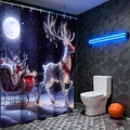 Weihnachts-Duschvorhang mit Rentier- und Schneemann-Motiv im modernen dunklen Badezimmer - 90*180cm / Weihnachtsrentier Nacht