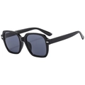 Classic oversized square black sunglasses with stylish silver stud accents for a chic look - Black Frame Black Grey Lens