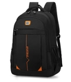Black and orange sport backpack with durable nylon fabric and mesh side pockets - 8011 Orange